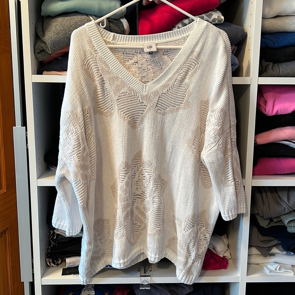 Beautiful cream floral sweater by Cabi